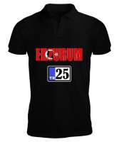 erzurum şehir,Türkiye,Türkiye bayrağı. Siyah Erkek Kısa Kol Polo Yaka - Tisho