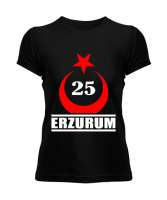 erzurum şehir,Türkiye,Türkiye bayrağı. Siyah Kadın Tişört - Tisho