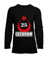 erzurum şehir,Türkiye,Türkiye bayrağı. Siyah Kadın Uzun Kol Tişört - Tisho