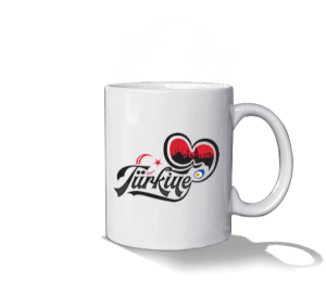 Eskişehir seviyorum ve Türkiye baskılı Beyaz Kupa Bardak - Thumbnail