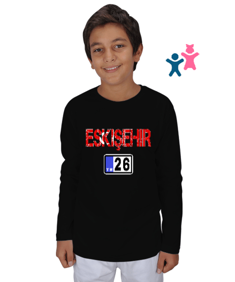 Tisho - Eskişehir,Türkiye,Türkiye bayrağı. Siyah Çocuk Unisex Uzunkollu