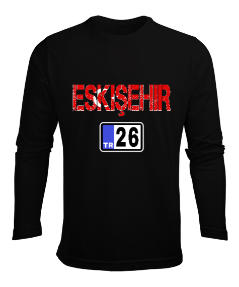 Tisho - Eskişehir,Türkiye,Türkiye bayrağı. Siyah Erkek Uzun Kol Yazlık Tişört