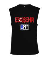 Eskişehir,Türkiye,Türkiye bayrağı. Siyah Kesik Kol Unisex Tişört - Tisho