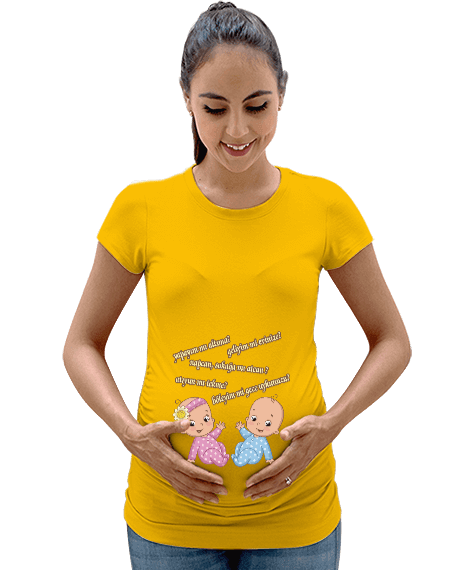 Tisho - Esprili İkiz Çocuk Hamile Tişörtü Kadın Hamile Tişört