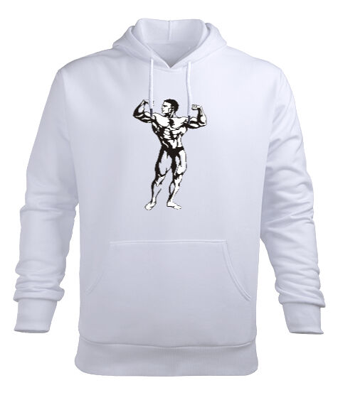 Tisho - Estetik adam fitness motivasyon Beyaz Erkek Kapüşonlu Hoodie Sweatshirt
