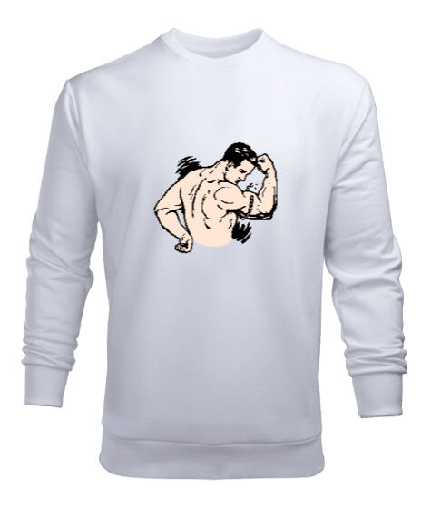 Tisho - Estetik adam fitness motivasyon Beyaz Erkek Sweatshirt