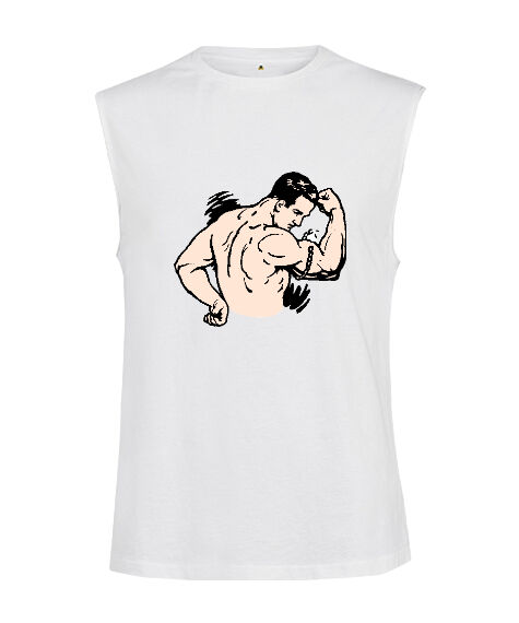 Tisho - Estetik adam fitness motivasyon Beyaz Kesik Kol Unisex Tişört