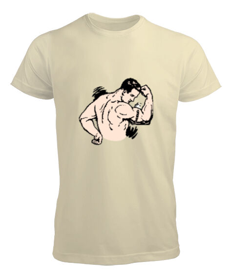 Tisho - Estetik adam fitness motivasyon Krem Erkek Tişört