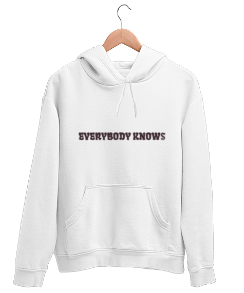Tisho - Everbody knows Beyaz Unisex Kapşonlu Sweatshirt