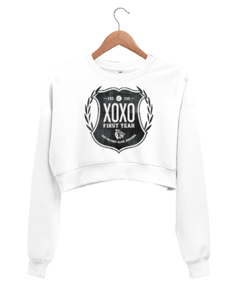 Tisho - Exo XOXO Tasarım Baskılı Kadın Crop Sweatshirt
