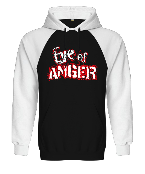 Tisho - Eye Of Anger - Öfke Gözü Siyah/Beyaz Orjinal Reglan Hoodie Unisex Sweatshirt