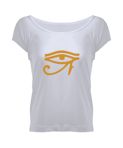 Tisho - EYE OF HORUS HORUS UN GÖZÜ BASKILI KADIN GENİŞ YAKA TİŞÖRT T-SHIRT Kadın Geniş Yaka Tişört