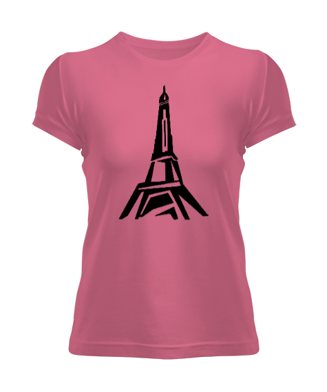 Tisho - Eyfel Kulesi - Eiffel - Paris Pembe Kadın Tişört