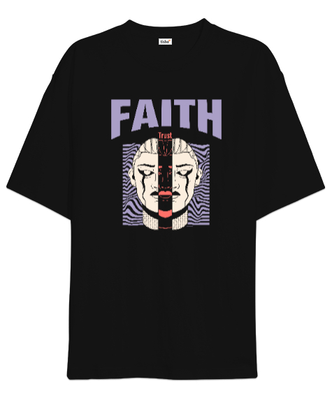 Tisho - Faith - İnanç Siyah Oversize Unisex Tişört