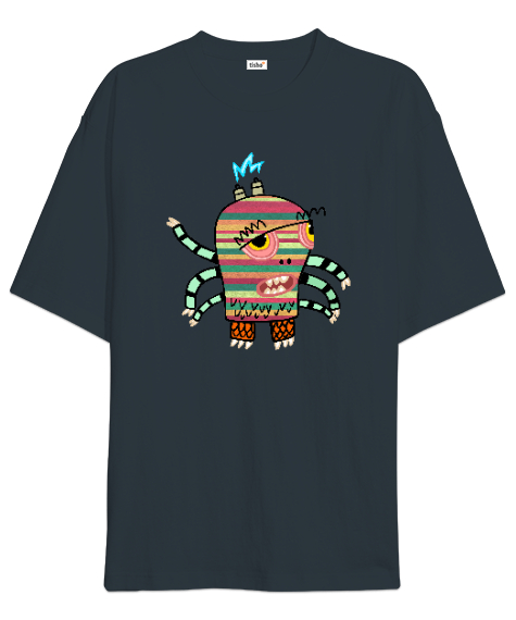 Tisho - Fantastic Monster Füme Oversize Unisex Tişört