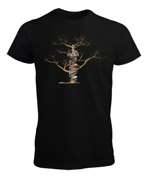 Tisho - Fantastik Ağaç Siyah Erkek Tişört
