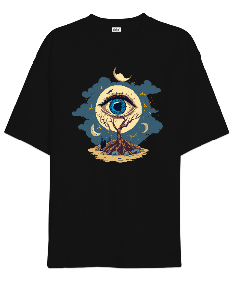 Tisho - Fantastik Göz - Fantastic Eye Siyah Oversize Unisex Tişört