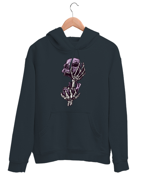 Tisho - Fantastik Kafatası - Skull V2 Füme Unisex Kapşonlu Sweatshirt