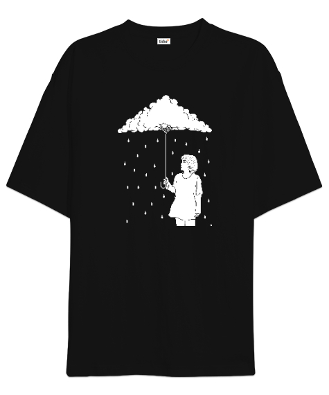 Tisho - Fantastik Yağmur - Bulut Siyah Oversize Unisex Tişört