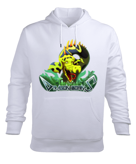 Tisho - Fantastik Yeşil Şirin Ejderha Erkek Kapüşonlu Hoodie Sweatshirt