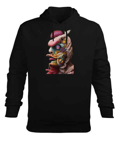 Tisho - Fantezi Illustratör Korkunç Canavar Siyah Erkek Kapüşonlu Hoodie Sweatshirt