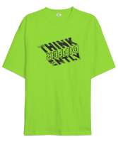 Farklı Düşün - Think Different Fıstık Yeşili Oversize Unisex Tişört - Tisho
