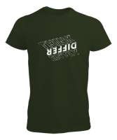 Farklı Düşün - Think Different Haki Yeşili Erkek Tişört - Tisho