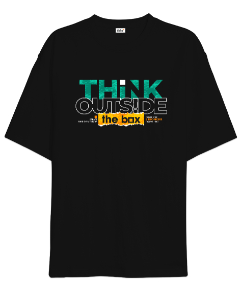 Tisho - Farklı Düşün - Think Outside The Box Siyah Oversize Unisex Tişört
