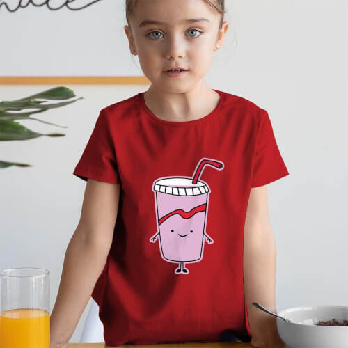 Fastfood Temalı Kız Çocuk Tişört - Tekli Kombin - Thumbnail