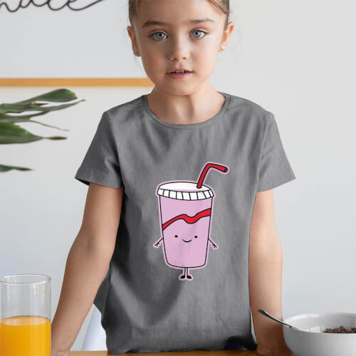 Fastfood Temalı Kız Çocuk Tişört - Tekli Kombin