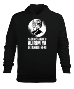 Fatih 1453 Istanbul Fetih Tasarım Baskılı Siyah Erkek Kapüşonlu Hoodie Sweatshirt - Tisho