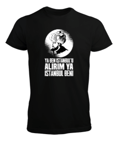 Fatih 1453 Istanbul Fetih Tasarım Baskılı Siyah Erkek Tişört - Tisho