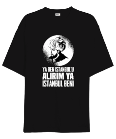 Fatih 1453 Istanbul Fetih Tasarım Baskılı Siyah Oversize Unisex Tişört - Tisho