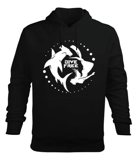 Tisho - FD-03 Freediver Shark Erkek Kapüşonlu Hoodie Sweatshirt