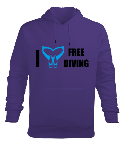 FD-06 Monofin Free Diving Love Erkek Kapüşonlu Hoodie Sweatshirt