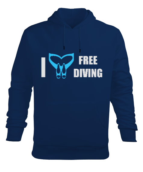 Tisho - FD-06 Monofin Free Diving Love Erkek Kapüşonlu Hoodie Sweatshirt