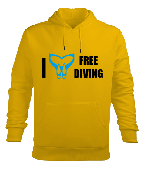 Tisho - FD-06 Monofin Free Diving Love Erkek Kapüşonlu Hoodie Sweatshirt