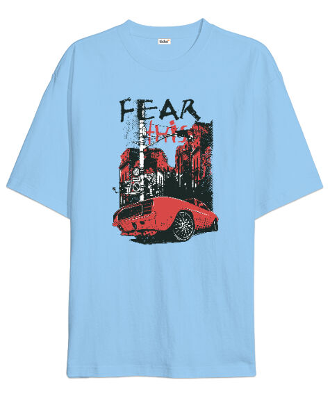 Tisho - Fear City Buz Mavisi Oversize Unisex Tişört