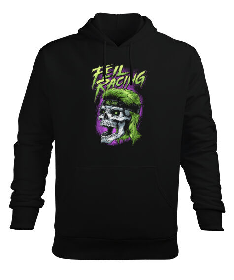 Tisho - Feil Racing Siyah Erkek Kapüşonlu Hoodie Sweatshirt