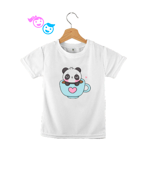 Tisho - Fincanda panda baskılı Beyaz Çocuk Unisex