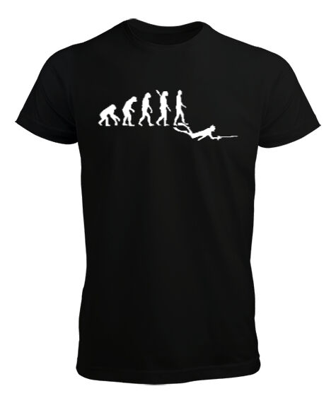 Tisho - Fishing Evolution - Evrim- Siyah Erkek Tişört