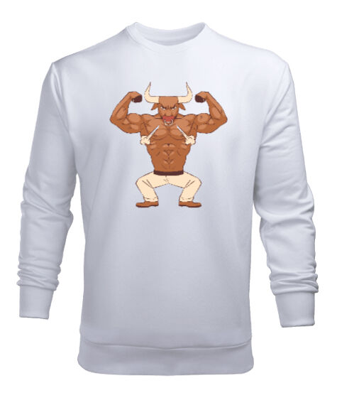 Tisho - Fitness kaslı sinirli vücut geliştirme boğa Beyaz Erkek Sweatshirt