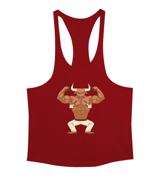 Tisho - Fitness kaslı sinirli vücut geliştirme boğa Kırmızı Erkek Tank Top Atlet