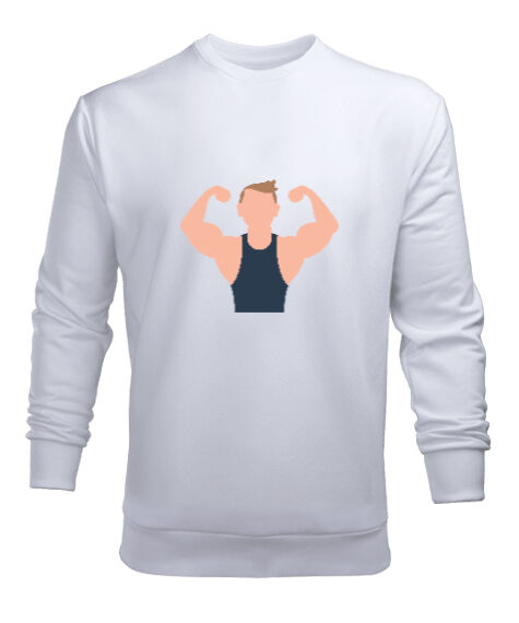 Tisho - Fitness vücut geliştirme kaslı adam motivasyon Beyaz Erkek Sweatshirt