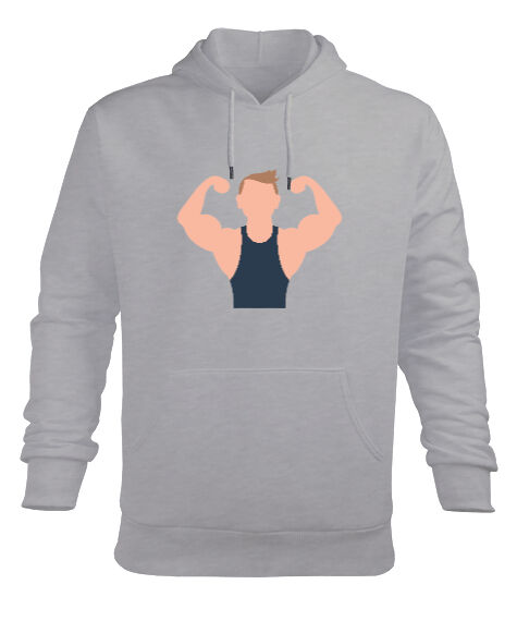 Tisho - Fitness vücut geliştirme kaslı adam motivasyon Gri Erkek Kapüşonlu Hoodie Sweatshirt