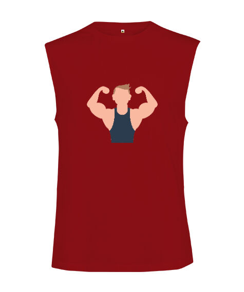 Tisho - Fitness vücut geliştirme kaslı adam motivasyon Kırmızı Kesik Kol Unisex Tişört