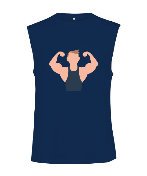 Tisho - Fitness vücut geliştirme kaslı adam motivasyon Lacivert Kesik Kol Unisex Tişört