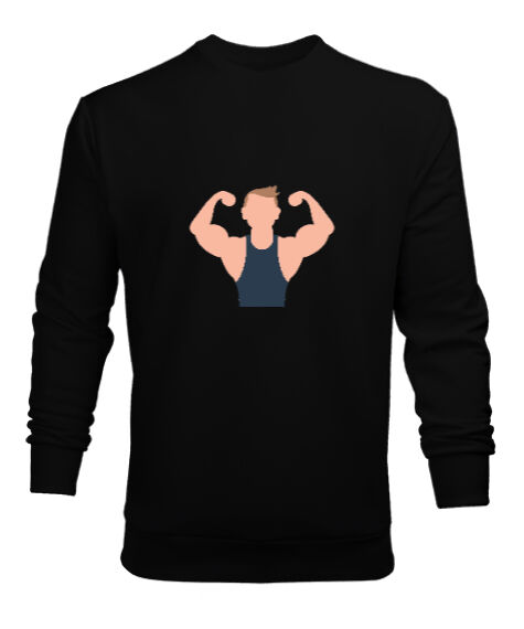 Tisho - Fitness vücut geliştirme kaslı adam motivasyon Siyah Erkek Sweatshirt