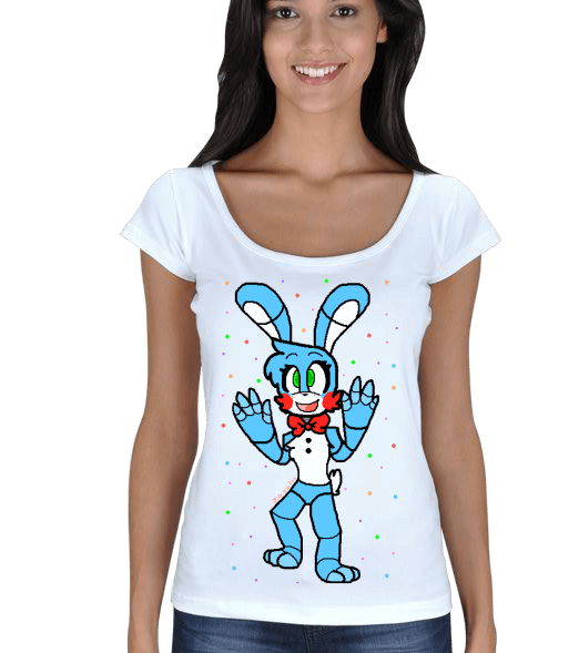 Tisho - Five Night At Freddy s 2 Toy Bonnie Kadın t-shirt Kadın Açık Yaka