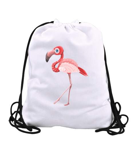 Tisho - Flamingo Deseni Baskılı Büzgülü Spor Çanta Büzgülü Spor Çanta